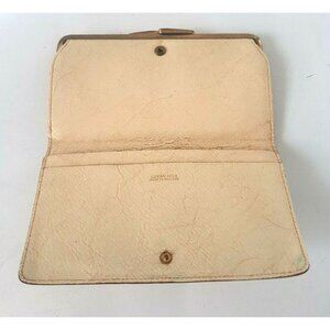Vintage Luxan Hide Wallet Made in England Cream Color 6.5" X 4"  See flaws
